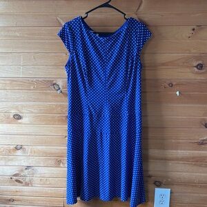 Jones Studio Royal Blue Polka Dot Midi Dress